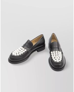 Mach & Mach Leather Embellished Loafers - Metallic