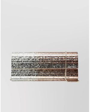 Jimmy Choo Glitter Plexiglass Chain Strap Pouch - White
