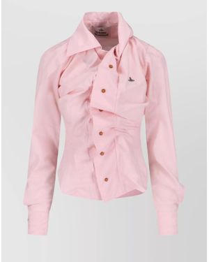 Vivienne Westwood Long Sleeve Collared Casual Top - Pink