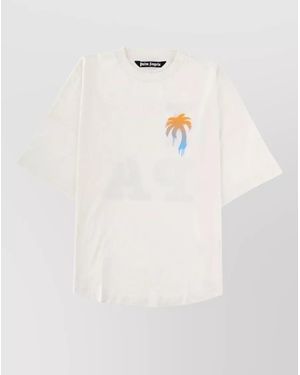 Palm Angels Crew Neck Graphic Short Sleeve Shirt - White