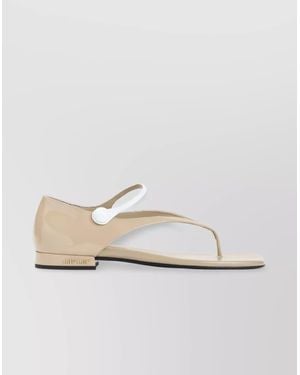 Miu Miu Calf Leather Thong Sandals - White