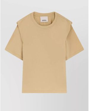 Isabel Marant Cotton Ribbed Crew-Neck Short-Sleeve T-Shirt - Natural