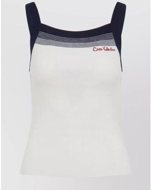 Valentino Sleeveless Knitted Top Striped Detail - Blue