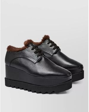 Stella McCartney Faux Fur Trim Platform Lace-Up Shoes - Black