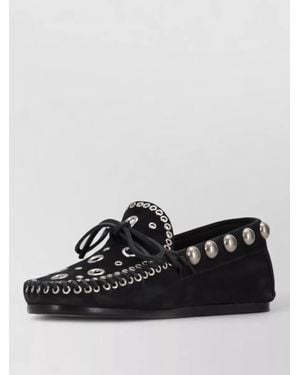Isabel Marant Lace Up Moccasins Eyelet Detail Studs - Black