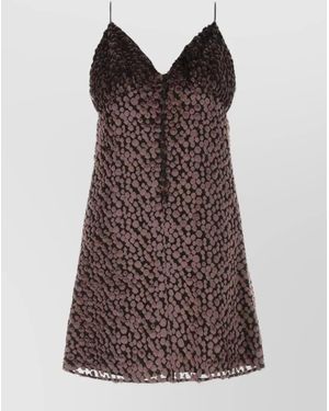 Saint Laurent Silk Two-Tone Mini Dress - Brown