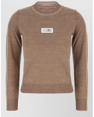 MM6 by Maison Margiela Virgin Wool Blend Crew Neck Jumper - Brown