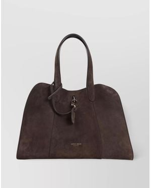 Giorgio Armani Suede Calf Leather Handbag Expandable Design - Brown