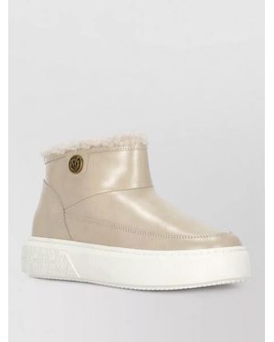 Pinko Suede Ankle Trainers Round Toe Sole - Natural