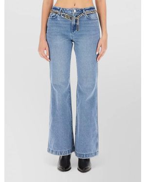 Michael Kors Flare Jeans Belt Loops Chain Detail - Blue