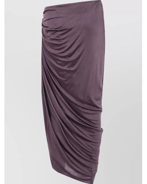 Balmain Draped Jersey Midi Skirt - Purple