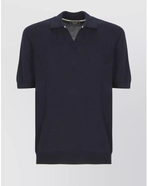 Peserico Cotton And Silk Polo Shirt - Blue