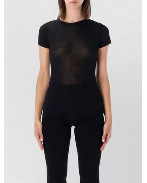 James Perse Cashmere Cotton Fine Ribbed Slim Fit Short Sleeve T-Shirt - Black