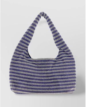 Kara Crystal Mesh Mini Rhinestone Shoulder Bag - Blue