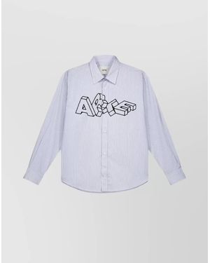 Arte' Graphic Striped Long Sleeve Shirt - White