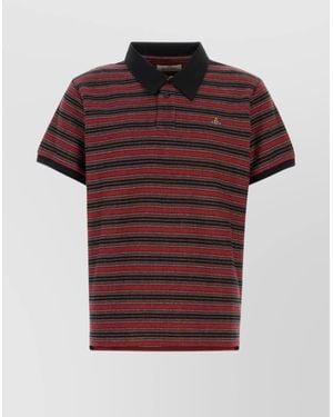 Vivienne Westwood Striped Pattern Cotton Polo Shirt With Collar - Red