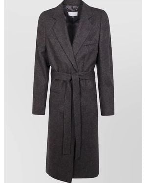 Maison Margiela Wool Herringbone Wrap Coat - Black
