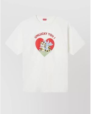KENZO Cartoon Graphic Crew Neck T Shirt - White