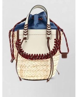 CUBA LAB Habanera Trek Straw Bucket Bag Shoulder - Blue