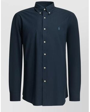 Polo Ralph Lauren Custom Fit Shirt Logo Button Down Collar - Blue