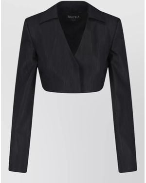 Dondup Cropped Tailored Blazer Long Sleeves V Neck - Black