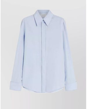 Sportmax Clean Line Tailored Collar Cotton Top - Blue