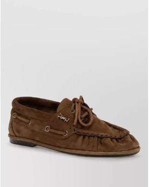 Saint Laurent Suede Leather Mules - Brown
