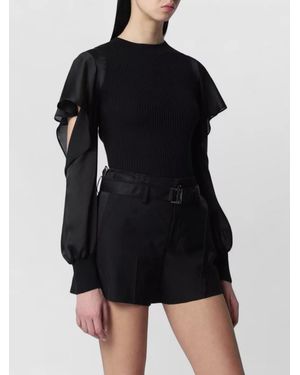 Sacai Sheer Sleeve Knit Blouse - Black