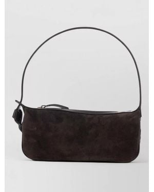Bottega Veneta Rectangular Suede Clutch Bow Shoulder Strap - Black