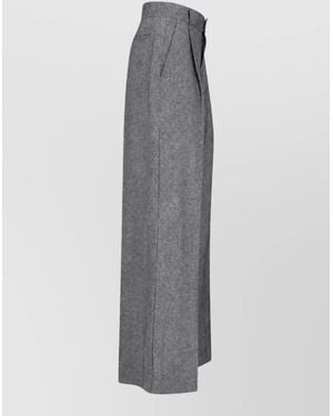Sa Su Phi Virgin Wool Cashmere Wide-Leg Trousers - Grey
