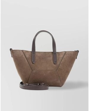 Brunello Cucinelli Monili Suede Leather Tote Bag - Pink