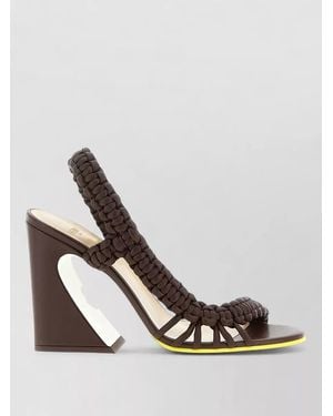 Fendi Arco Sandals Braided Strap Contrast Sole Slingback - White