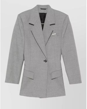 The Attico Tailored Blazer Padded Shoulders Long Sleeves - Grey