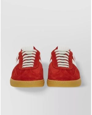 MSGM Retro Low-Top Suede Sneaker With Contrast Sole - Red