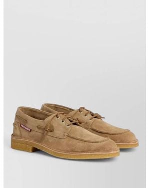 DSquared² Suede Round Toe Loafers Rubber Sole - Brown