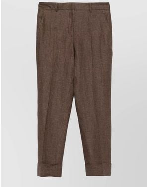 Incotex Linen Trousers Regular Fit Belt Loops - Brown
