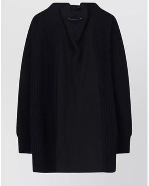 MM6 by Maison Margiela Oversized Wool-Blend Crewneck Cardigan - Blue