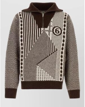 MM6 by Maison Margiela Embroidered Wool Polo Shirt - Grey