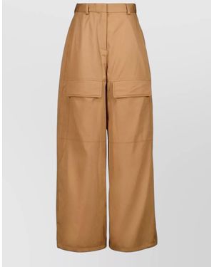 Stella McCartney Cotton Wide-Leg Trousers - Natural