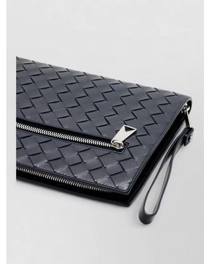 Bottega Veneta Leather Braided Clutch Bag - Grey