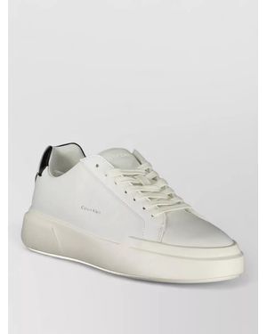 Calvin Klein Leather Lace-Up Sneakers - White