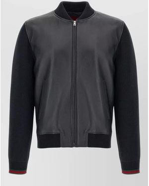 Gucci Tassel Bomber Jacket High Neck Knit - Black