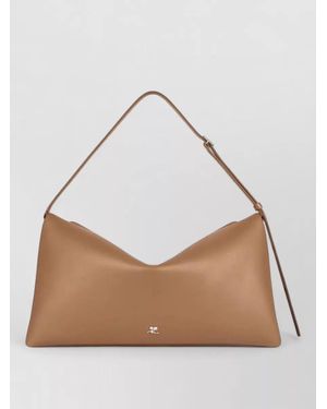 Courreges Leather Shoulder Bag Cuff Design Strap - Natural