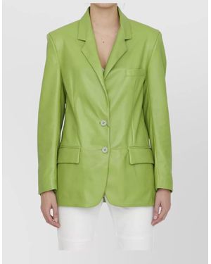 Salvatore Santoro Leather Jacket Notch Lapel Oversized Cut - Green