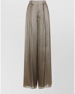 Ralph Lauren Silk Blend High-Rise Pleated Wide-Leg Pants - Natural