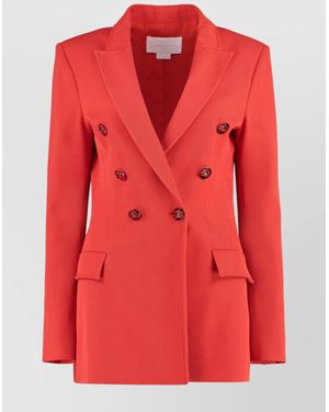 Genny Wool Double-Breasted Blazer - Red