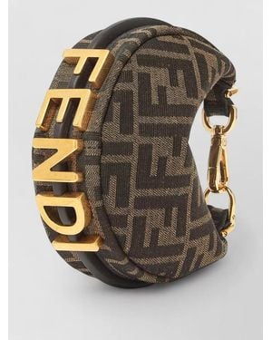 Fendi Nano Graphy Jacquard Leather Clutch Bag - Gray