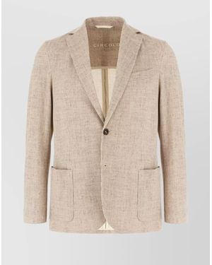 Circolo 1901 Embroidered Stretch Cotton Blazer - Natural
