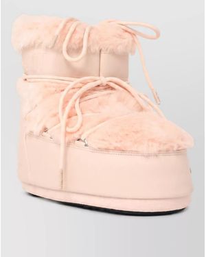 Moon Boot Faux Fur Ankle Boots - Pink