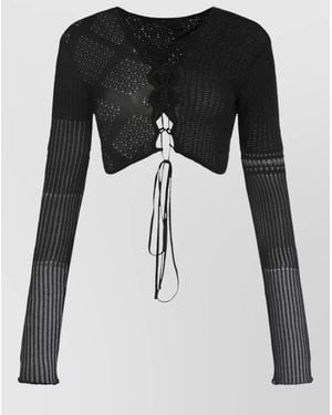 Roberta Einer Cotton Long-Sleeve Crop Top - Black